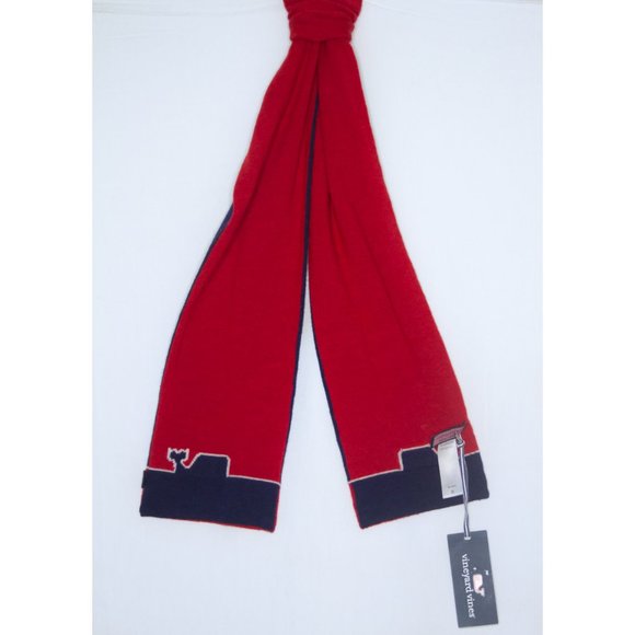 BOYS WHALE LINE RED AND BLUE SCARF - Picture 3 of 6